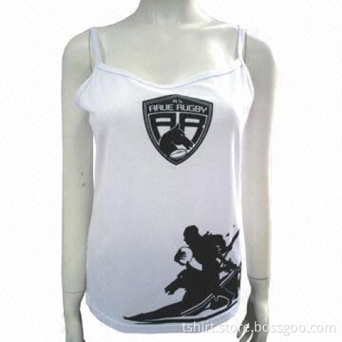 Women's white tank top, printed vest for women, sports vest